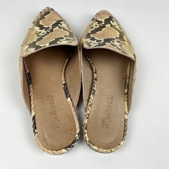 Madewell The Frances Skimmer Mule in Snake Embossed Leather Size 8 - Picture 5 of 14